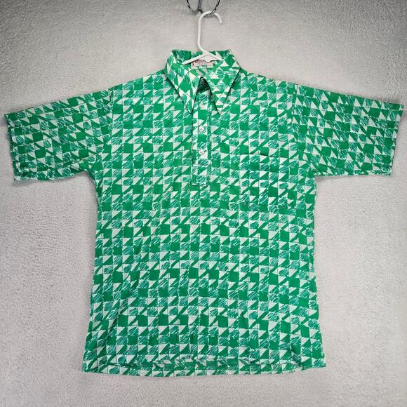 Vtg McGregor Polo Mens M Polyester 70s Disco Party Rave Dagger Pointed Collar - Picture 1 of 9